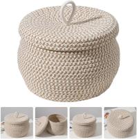 Cesta de almacenamiento de cuerda pequeña con tapa Cesta multifuncional para el hogar Cesta de lavandería con tapa Cesta de almacenamiento pequeña Maleta de bocadillos de cuerda de algodón - details 3