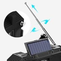 Radio FM portátil con Altavoz Bluetooth Impermeable, Radio de manivela con función de Carga de teléfono móvil, Banco de energía Solar de 4000 mAh, Linterna, luz estroboscópica, luz de Lectura - details 1