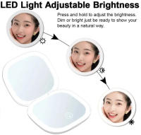 Espejo De Maquillaje Portátil Foldable Con 2 Caras Y Luz LED 3 Colores Toque Compacto 5X Magnificación Para Viajes - details 4
