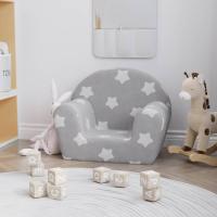 vidaXL Sofá para niños felpa suave en color Gris claro/Gris claro y blanco/Antracita - details 1