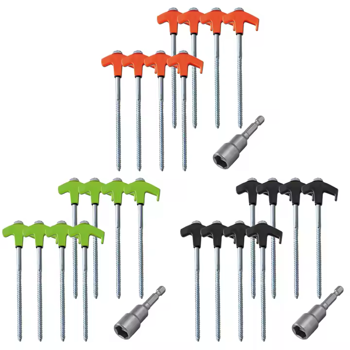 4/8pcs Ganchos De Tenda Al Aire Libre 20/25cm Ancoraciones De Acero De Carbono Para Carpa Accesorios De Camping Y Viajes - 1
