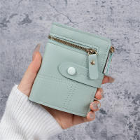 Cartera Para Mujer Color Sólido Delgada Con Botón Cartera Corta Para Tarjetas Y Monedas Funda Para Celular Material PVC - details 6