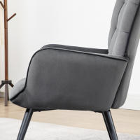 Sellón orejero con taburete Sillón reclinable tapizado Terciopelo Sala de estar Peso hasta 120 kg Gris Oscuro - details 4