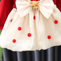 Vestido De Princesa Para Bebés Niñas Con Manga Larga Y Estampado De Osos Polka Dot Vestido Lolita Estilo Invierno Con Borla Y Volante - details 6