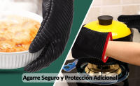 Guantes de Horno, Manoplas Cocina de Silicona Resistentes al Calor con Forro de Algodón y Superficie Antideslizante, Diseño de Rayas, Guantes Horno Lavable para Microondas para Hornear BBQ - details 2