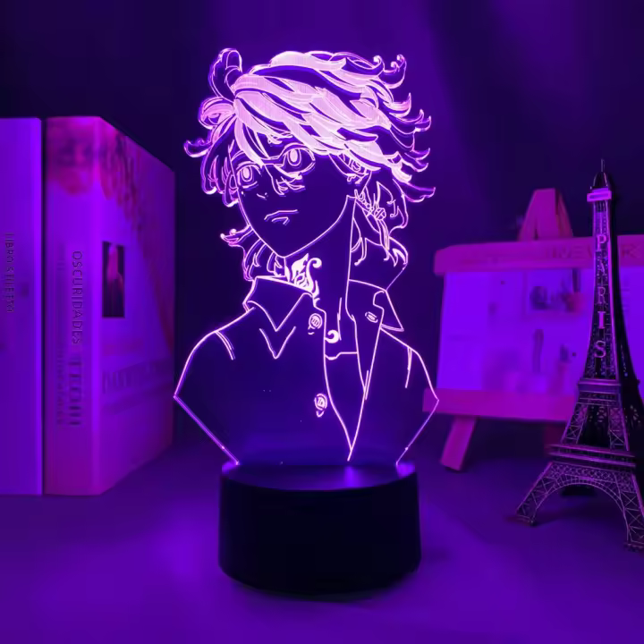Figura De Anime Tokyo Revengers Lámpara 3D De Acrílico Iluminada Para Decoración De Habitación De Niños Regalo De Cumpleaños Luz Nocturna Con Control Remoto - 1