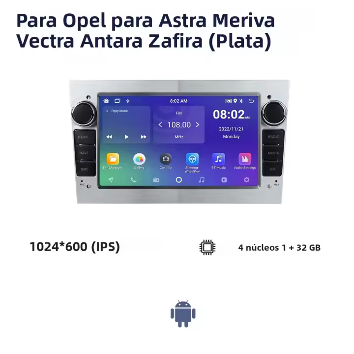 Radio De Coche Para Opel Astra H J 2004 Vectra Vauxhall Antara Zafira Corsa C D Vivaro Meriva Veda Con Wireless CarPlay Auto Multimedia 7 Pulgadas - 1