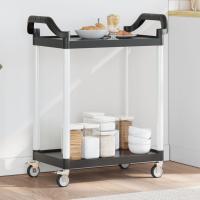 vidaXL Carrito de 2 niveles aluminio 81x41x92 cm en color Gris/Negro - details 1