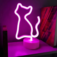 Luz De Neón De Gato Adorable Powered Por USB O Batería Decoración Para Fiestas De Navidad Y Bodas Regalo Para Chicos Y Chicas Para El Dormitorio - details 1