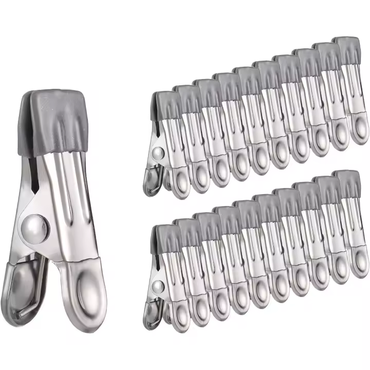 30 pinzas para ropa de Maple inoxidable, multionales, antideslizantes, de metal, pinzas para Ropa, clips para calcetines, Zapatos, toallas, sellada de alimentos, fotos - 1