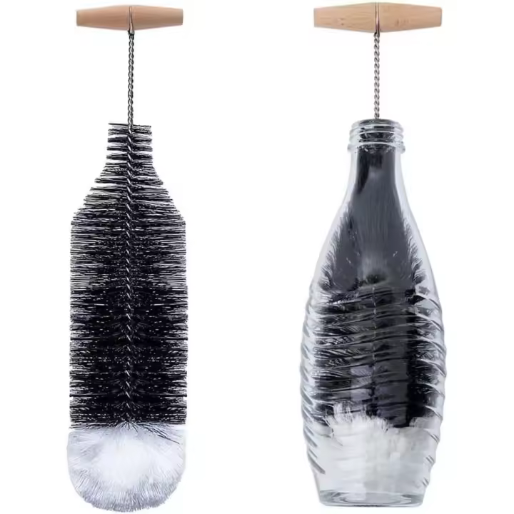 Cepillo para botellas de 35 cm compatible con botellas de vidrio, cepillo limpiador de botellas que no raya, elimina la suciedad rebelde, cepillo de limpieza con ajuste perfecto para jarra de vidrio - 1