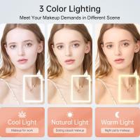 USB Recargable Espejo Maquillaje con Luz, de Noche Luz Portátil Ajustable with 72 Luces, Iluminación de 3 Colores, Pantalla Táctil, Fuente de Alimentación Dual, Espejo Cosmético de Mesa - details 1
