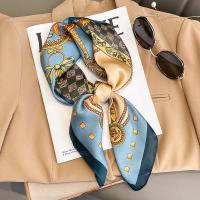 Pañuelo De Lujo Para Mujer 2024 Neckerchief En Satén Y Seda Fashion Wraps Cabeza Y Cuello Envoltura De Moda Para Viajes Y Calor - details 1