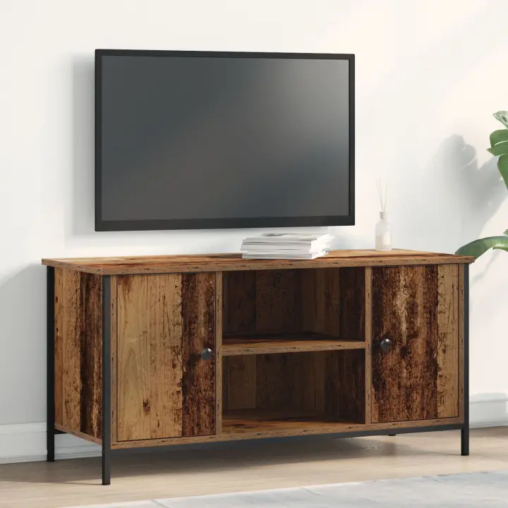 Cabinet de TV vidaXL Madera Vieja 100x40x50 cm Madera Ingenierada y Acero - 1