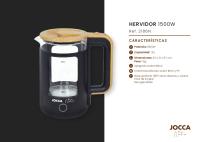 Hervidor de agua eléctrico Jocca Nature 1,8L blanco o negro, diseño elegante con detalles en madera. Ebullición rápida con resistencia oculta con indicador luminoso, base giratoria 360° y apagado automático.  Hecho con vidrio y acero. 1500W de potencia - details 2