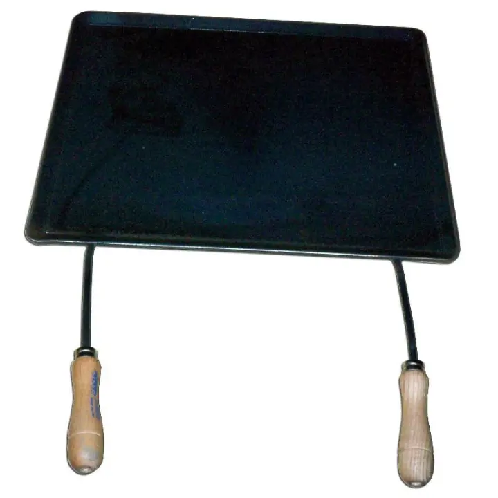Plancha asar acero 4 mm con 2 mangos de madera 40 x 33 - 1
