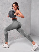 Pantalones De Yoga Para Mujer Cintura Alta Sin Costuras Levantamiento De Glúteos Elásticos Slimming Running Fitness Pants - details 14