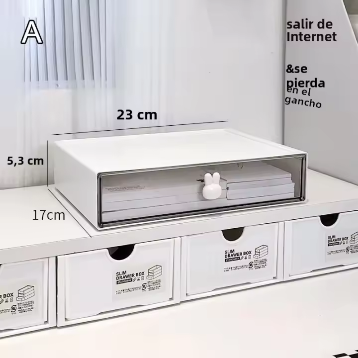 Organizador De Estación De Trabajo Con Manija De Conejo Caja De Cajones Combinados Multi-compartment Para Estudiantes Armario De Lápices - 1