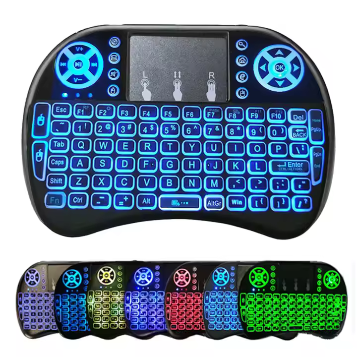Teclado Inalámbrico Mini Con Ratón Air Mouse 2.4G Backlit Para Android TV Box PC I8 Soporte Para Inglés Ruso Francés Español Portugués Árabe - 1