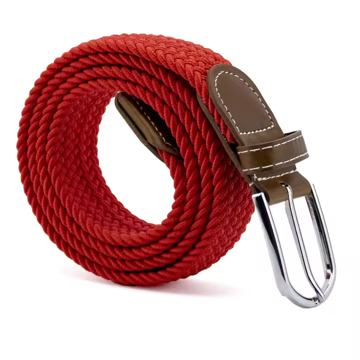 CINTURONTOP Cinturón Trenzado Extensible y Elástico Rojo 110 Cm - 1
