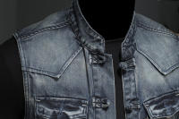 Chaleco De Mezclilla Casual Para Hombre Estilo 2025 Moda Elegante Color Sólido Con Hebilla Alta Calidad Boutique Todo Incluido - details 6