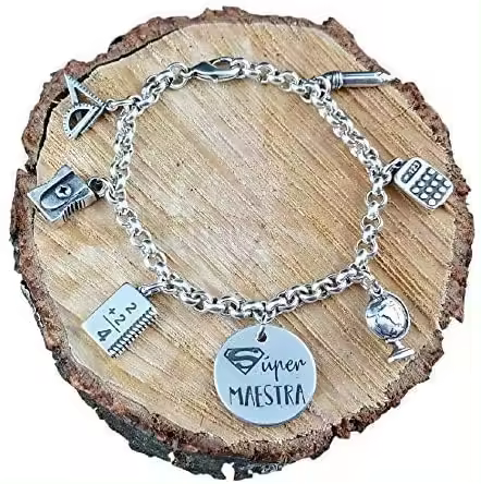PULSERA DE ESLABONES PROFESIÓN MAESTRA. TEXTO SÚPER MAESTRA. REGALO PARA PROFESORAS, REGALO PARA MAESTRAS. REGALO FIN DE CURSO. - 1