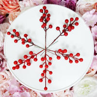 10/20 Piezas De Ranas Rojas Artificial 12 Brotes De Bayas Rojas Para Decoración De Árbol De Navidad Y Hogar Estilo Floral - details 6