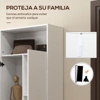 HOMCOM Armario Multiusos Armario Escobero con 2 Puertas Compartimiento Abierto y Estante Ajustable para Salón Lavadero 70x35x188 cm Blanco - details 5