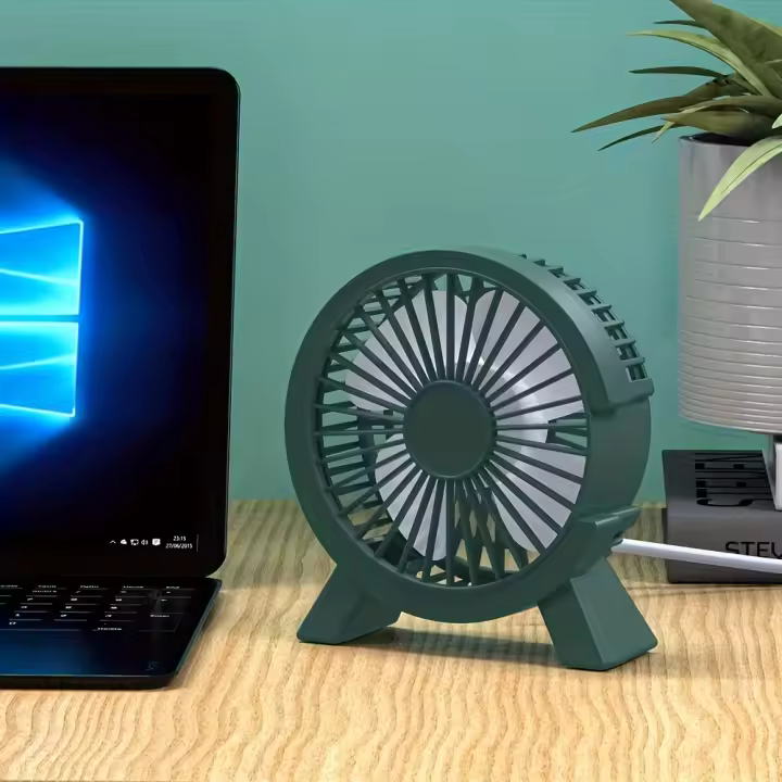 Ventilador de escritorio compacto alimentado por USB-Ultra silencioso, alto flujo de aire, diseño elegante con acentos azules y blancos-perfecto para oficina, dormitorio o uso doméstico, ventilador portátil para escritorio - 1