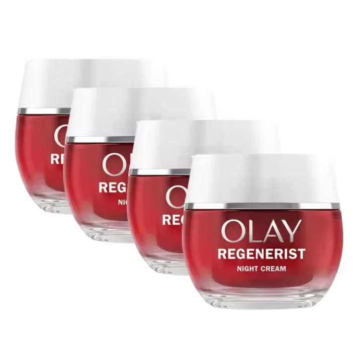Olay Regenerist Crema De Noche, Fórmula Con Niacinamida (Vitamina B3) Y Péptidos, Hidrata Al Instante Y Durante 24H, Piel Más Firme En 14 Días, 4x50ml - 1
