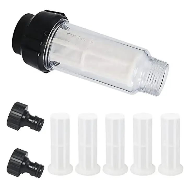 Manguera de Jardín del filtro de agua, sistema del filtro de agua del Pre-filtro del agua de 3/4 pulgada con 5 insertos de filtro + 2 Quic - 1