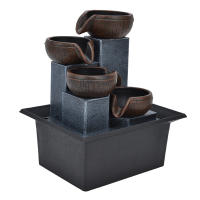 Fuente De Agua Para Mesa Con Luz LED Amarilla Decoración De Oficina Y Sala De Meditación Estilo Feng Shui Relajante Figura De Plástico - details 1