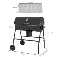 Parrilla de Carbón de Metal BBQ Ahumador with Tapa Rueda Termómetro Asa de Carbón Ajustable, Parrilla de Carbón Móvil para Camión, Parrilla de Carbón Camping, Patio, 95x71,5x102cm - details 5