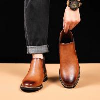 Botas Chelsea Retro Para Hombre Botines De Tobillo Casual Planas Suela De Goma Impermeables Cuero PU Botas Formales De Negocios - details 13