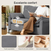 HOMCOM Sofá de 2 Plazas, Tapizado en Terciopelo, Sofá Moderno con Patas de Metal, Reposabrazos Acolchado, para Salón, Dormitorio, Oficina, Sala de Estar, 130x77x84 cm, Gris - details 3