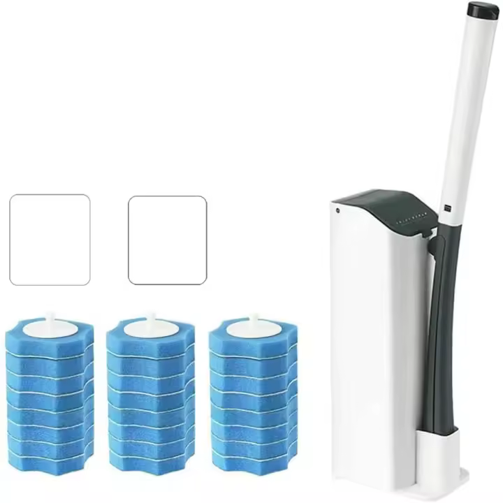 Cepillo para inodoro Kit de limpieza para inodoro con cabezales de repuesto desechables de 24 piezas - 1