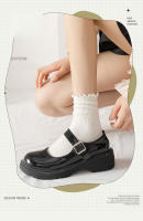 5 Pares De Calcetines Casuales Para Mujer De Tubo Medio Pleated En Colores Negro Y Blanco Transpirables Para Primavera Y Otoño - details 0