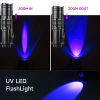 Lámpara De UV LED Mini Torchta Ultravioleta 395nm Impermeable De Aleación De Aluminio Para Verificación De Marcadores Y Detectores De 3 Modos - details 2