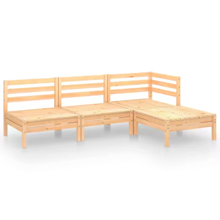 vidaXL Juego de muebles de jardín 4 piezas madera maciza pino - 1