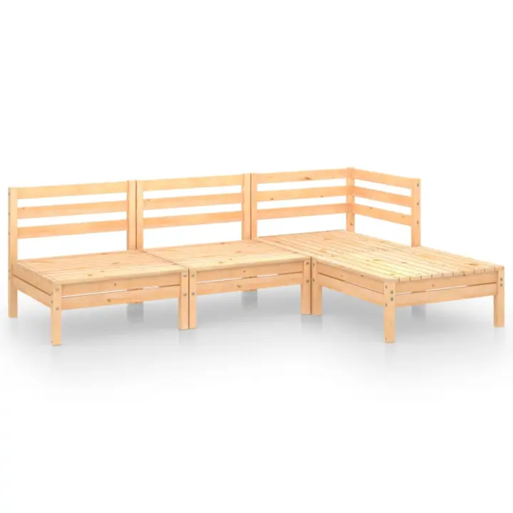 vidaXL Juego de muebles de jardín 4 piezas madera maciza pino - 1