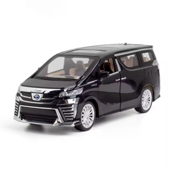 Miniatura De Coche Diecast Vellfire MPV Escala 1:24 Con Ruedas De Goma Puertas Abiertas Función Retroceso Luz Y Sonido Regalo Para Niños - 1