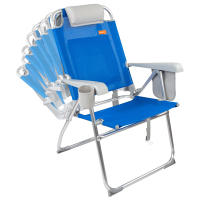 Aktive - Silla de playa plegable con respaldo reclinable 8 posiciones, 48x65x100 cm, de aluminio y textileno, con mochila, cojín, posavasos, bolsa rejilla, bolsillo lateral y antivuelco, máx. 110 kg, sillas de playa, sillas plegables, accesorios verano - details 2