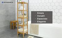 SONGMICS Estantería de Baño de 5 Niveles de bambú, Estantería Estrecha, Multifuncional, Estantería Esquinera, para Cocina, Sala de Estar, Dormitorio, Pasillo, Blanco Nube y Beige Natural/Blanco Nube/Natural - details 2