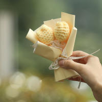 Mini Bouquet De Flores Artificiales Hacer Knit En Punto Girasol Tulipán Para Bodas Día De San Valentín Regalos De Cumpleaños Decoración Del Hogar - details 6