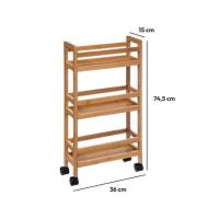 STARLEY- Carrito Estrecho de bambú de 3 Pisos con Ruedas，36x15x74.5cm - details 4