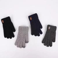 Guantes Táctiles Para Hombres 2023 Guantes De Lana Tejida Con Forro De Poliéster Aislante Para Invierno Guantes De Toque Para Adultos - details 2