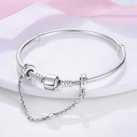 Cadena De Seguridad De Plata Esterlina 925 Estrella Luna Corazón Bordeado Con Clip De Silicona Para Pulsera Original Joyería DIY Regalo - details 2
