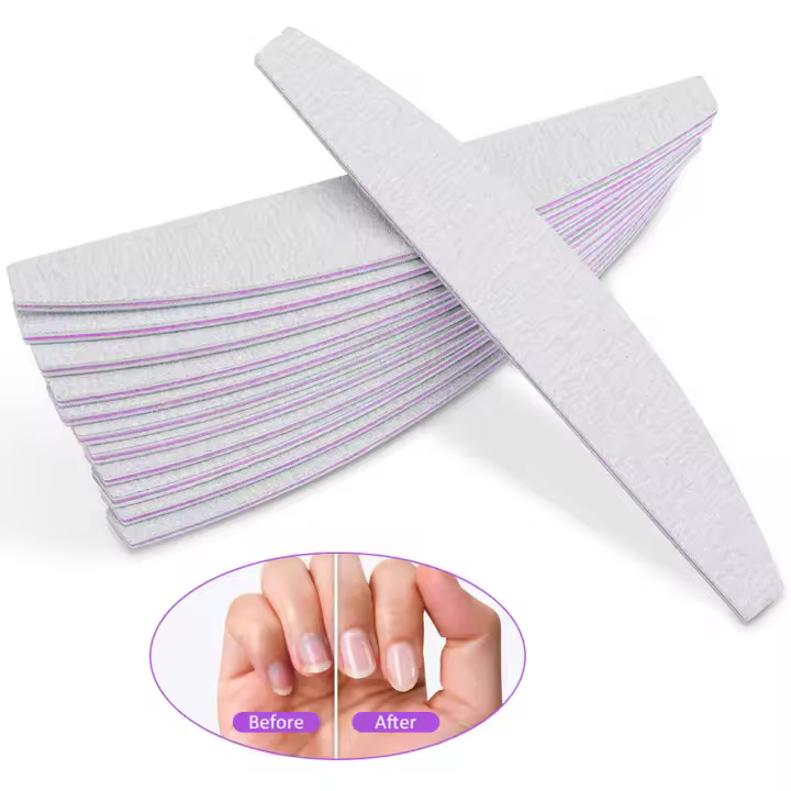 Lima de Uñas 100/180 Set Profesional de Manicura 10PCs/15PCs Lijado Gel Pulidor Doble Medio Luna Lima Herramientas para Uñas - 1
