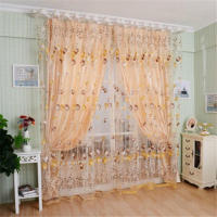 Cortina De Ventana Moderna Tulipán 1Pc Para Sala De Estar Dormitorio Cocina Decoración De Hogar Translúcida De Poliéster - details 5