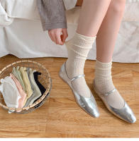 Calcetines Para Mujer Verano Delgados Color Caramelo Hueco Suéter Casual Básico Dulce Moda Largo Cómodo Talla Única Color Sólido - details 2